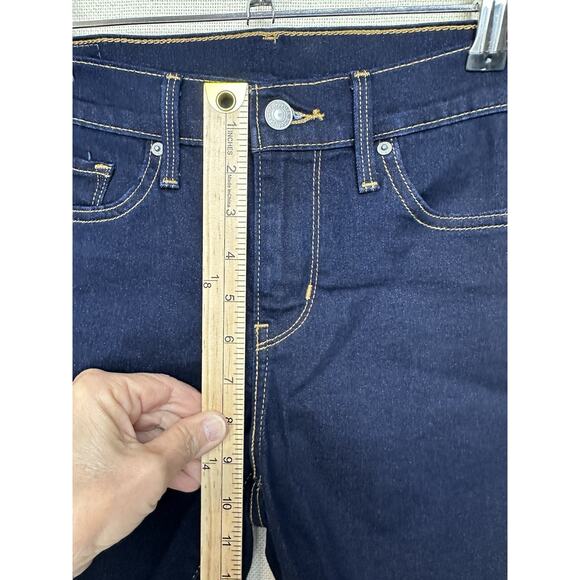 Levi's Women's Dark Wash Blue Denim Cutoff Stretch Shorts Size 28 Button Fly - Picture 8 of 12